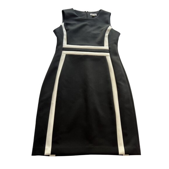 Calvin Klein Colorblock Sleeveless Scuba Sheath Dress in Black - Picture 1 of 4